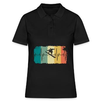 Snowboard Herzschlag Vintage EKG Winter Geschenk - Frauen Polo Shirt - Schwarz - Vorne - Ailine (174cm)