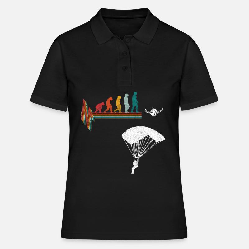 Parachutisme Vintage Rétro Evolution - Polo Femme - noir