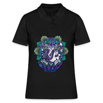Elefant Yoga Elefanten Mandala Ganesha Chakra - Frauen Polo Shirt - Schwarz - Vorne - Ailine (174cm)