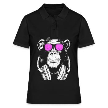 DJ singe avec un casque et des lunettes de soleil - Polo Femme - noir - Devant - Ailine (174cm)