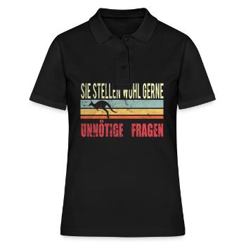 Fragen Känguru - Frauen Polo Shirt - Schwarz - Vorne - Ailine (174cm)