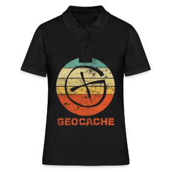 Geocaching Geocacher Geocache GPS Gift Vintage - Polo Femme - noir - Devant - Ailine (174cm)