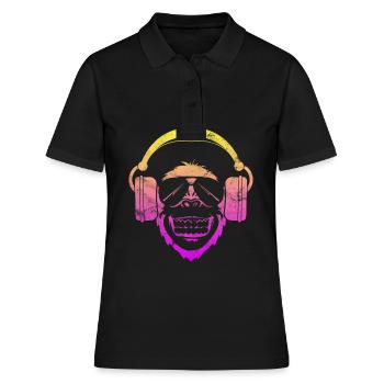 Monkey DJ Affe mit Kopfhörer und Sonnenbrille - Frauen Polo Shirt - Schwarz - Vorne - Ailine (174cm)