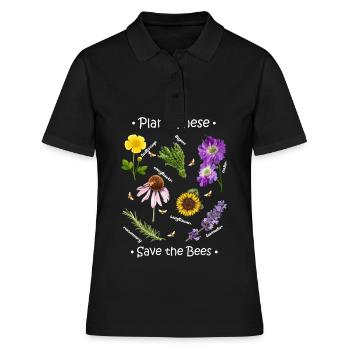 Plant These Save The Bees - Abeille cadeau apiculteur - Polo Femme - noir - Devant - Ailine (174cm)