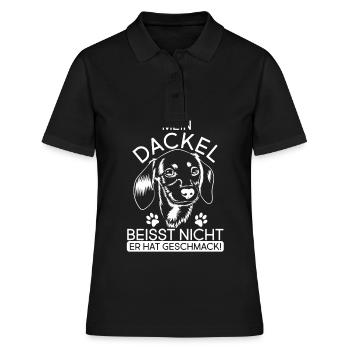 Mein Dackel beisst nicht, er hat Geschmack Dackelh - Frauen Polo Shirt - Schwarz - Vorne - Ailine (174cm)
