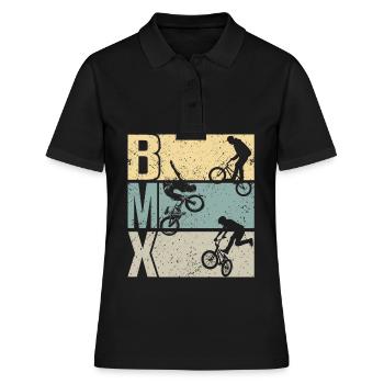 BMX cooles Retro Fan Geschenk Motiv für Junge Mädc - Frauen Polo Shirt - Schwarz - Vorne - Ailine (174cm)