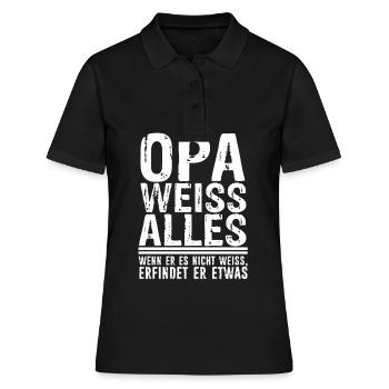 Opa weiss alles - Wenn er es nicht weiss erfindet - Frauen Polo Shirt - Schwarz - Vorne - Ailine (174cm)