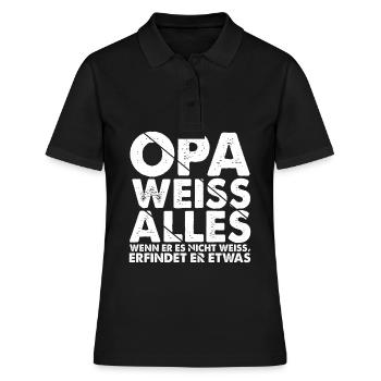 Opa weiss alles - Wenn er es nicht weiss erfindet - Frauen Polo Shirt - Schwarz - Vorne - Ailine (174cm)