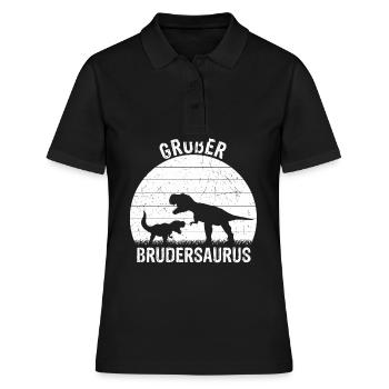 Großer Brudersaurus T-Rex Dino Geschenk Großer Bru - Frauen Polo Shirt - Schwarz - Vorne - Ailine (174cm)