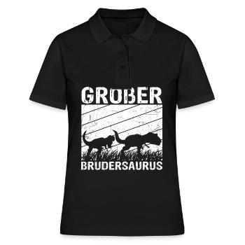 Großer Brudersaurus T-Rex Dino Geschenk Großer Bru - Frauen Polo Shirt - Schwarz - Vorne - Ailine (174cm)
