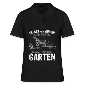 Selbstversorger Mein Essen Kommt Aus Dem Garten - - Frauen Polo Shirt - Schwarz - Vorne - Ailine (174cm)