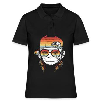 Monkey Cooler Affe DJ Kopfhörer Geschenkidee Party - Frauen Polo Shirt - Schwarz - Vorne - Ailine (174cm)