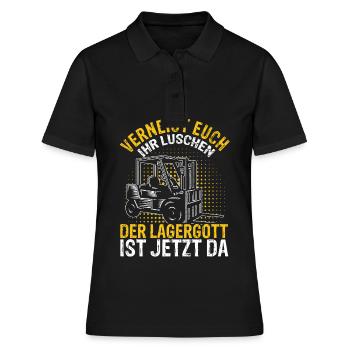 Lagergott Gabelstapler Staplerfahrer Lagerhalle Fa - Frauen Polo Shirt - Schwarz - Vorne - Ailine (174cm)