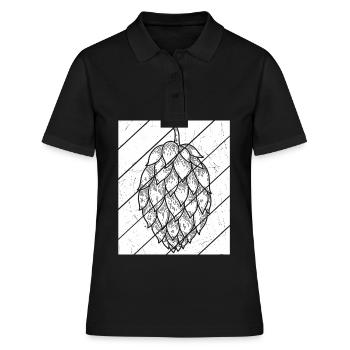 Hopfen Vintage Retro Craft Bier Motiv Liebhaber Bi - Frauen Polo Shirt - Schwarz - Vorne - Ailine (174cm)