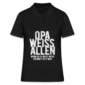 Opa weiss alles - Wenn er es nicht weiss erfindet - Frauen Polo Shirt - Schwarz - Vorne - Ailine (174cm)