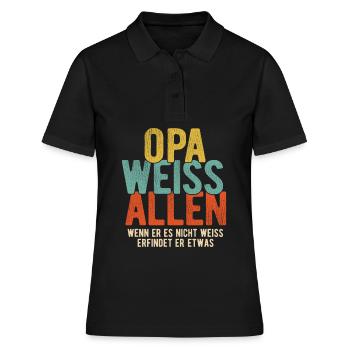 Opa weiss alles - Wenn er es nicht weiss erfindet - Frauen Polo Shirt - Schwarz - Vorne - Ailine (174cm)
