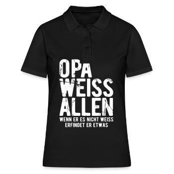 Opa weiss alles - Wenn er es nicht weiss erfindet - Frauen Polo Shirt - Schwarz - Vorne - Ailine (174cm)