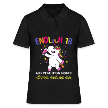 Endlich 18 Aber Meine Eltern Wohnen Immer Noch Bei - Frauen Polo Shirt - Schwarz - Vorne - Ailine (174cm)
