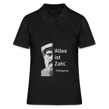 Geschenk Mathelehrer | Pythagoras Alle ist Zahl - Frauen Polo Shirt - Schwarz - Vorne - Ailine (174cm)