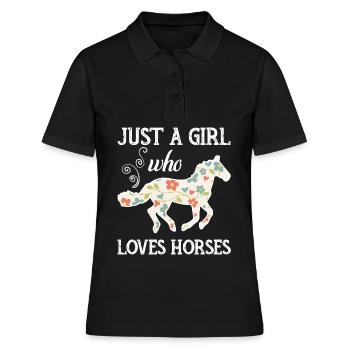 Pferdesprüche Stall Pony Pferd Fan Geschenkidee - Frauen Polo Shirt - Schwarz - Vorne - Ailine (174cm)