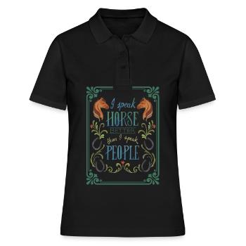 Pferd T shirt Geschenk Motiv reiten horse ride fan - Frauen Polo Shirt - Schwarz - Vorne - Ailine (174cm)