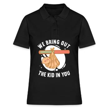 Hebamme Wir bringen das Kind in dir heraus - Frauen Polo Shirt - Schwarz - Vorne - Ailine (174cm)