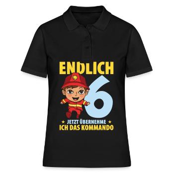 Endlich 6 Jetzt Übernehme Ich Das Kommando - Frauen Polo Shirt - Schwarz - Vorne - Ailine (174cm)
