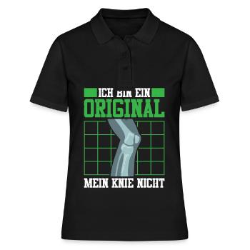 Ich Bin Ein Original Mein Knie Nicht - Frauen Polo Shirt - Schwarz - Vorne - Ailine (174cm)