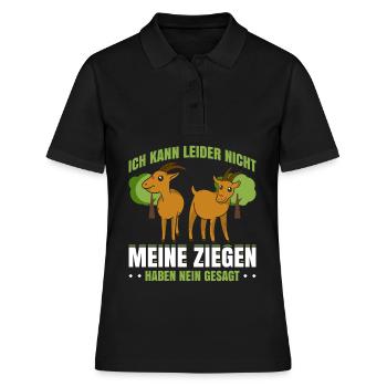 Ich Kann Lieder Nicht Meine Ziegen Haben Nein Gesa - Frauen Polo Shirt - Schwarz - Vorne - Ailine (174cm)