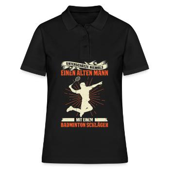 Unterschätze Niemals Einen Alten Mann Mit Einem Ba - Frauen Polo Shirt - Schwarz - Vorne - Ailine (174cm)