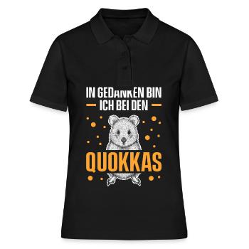 In Gedanken Bin Ich Bei Den Quokkas - Frauen Polo Shirt - Schwarz - Vorne - Ailine (174cm)