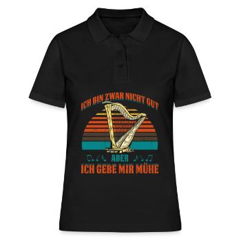 Ich Bin Zwar Nicht Gut Aber Ich Gebe Mir Mühe - Frauen Polo Shirt - Schwarz - Vorne - Ailine (174cm)
