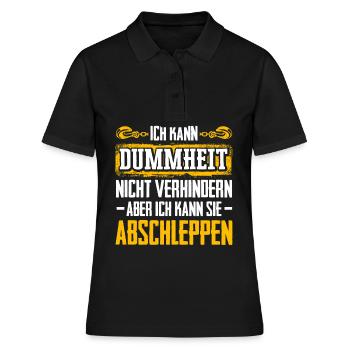 Kann Dummheit Nicht Verhindern Kann Sie Abschleppe - Frauen Polo Shirt - Schwarz - Vorne - Ailine (174cm)
