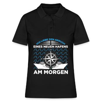 Ich Liebe Den Geruch Eines Neuen Hafens Am Morgen - Frauen Polo Shirt - Schwarz - Vorne - Ailine (174cm)