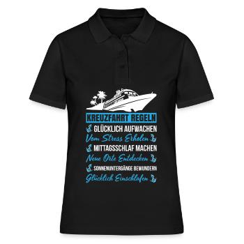 Kreuzfahrt Regeln Glücklich Aufwachen - Frauen Polo Shirt - Schwarz - Vorne - Ailine (174cm)