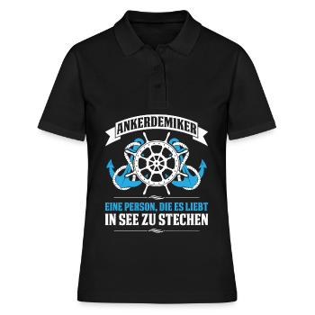 Ankerdemiker Person Die Es Liebt In See Zu Stechen - Frauen Polo Shirt - Schwarz - Vorne - Ailine (174cm)
