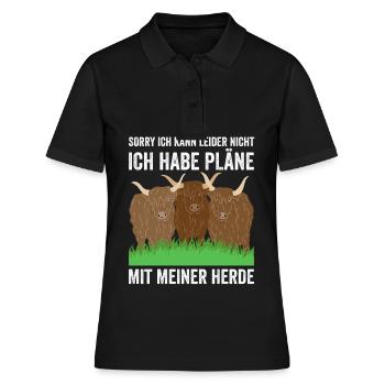 Kann Leider Nicht Ich Habe Pläne Mit Meiner Herde - Frauen Polo Shirt - Schwarz - Vorne - Ailine (174cm)