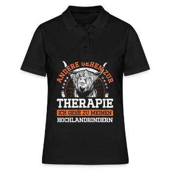 Andere Gehen Zur Therapie Gehe Zu Hochlandrindern - Frauen Polo Shirt - Schwarz - Vorne - Ailine (174cm)