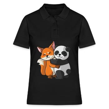 Süßer Fuchs und Pandabär schmusen kämpfend lustig - Frauen Polo Shirt - Schwarz - Vorne - Ailine (174cm)