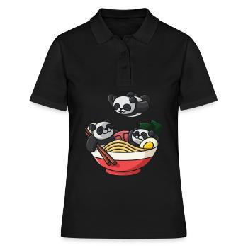 Boîte de nouilles à soupe de ramen Bol de ramen drôle Panda Pool - Polo Femme - noir - Devant - Ailine (174cm)