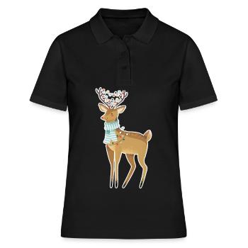 Noël cerf cerf cerf brun - Polo Femme - noir - Devant - Ailine (174cm)
