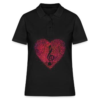 Treble clef, clef, soprano, chanteuse - Polo Femme - noir - Devant - Ailine (174cm)