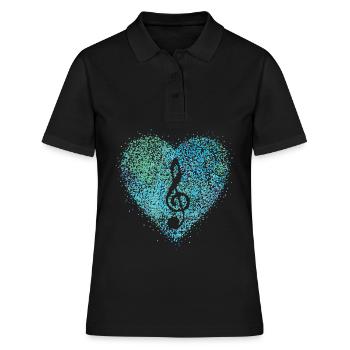 Treble clef, soprano, chanteuse, violon, orchestre - Polo Femme - noir - Devant - Ailine (174cm)