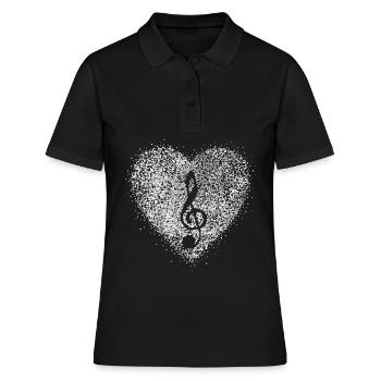 Treble clef, soprano, chanteuse, orchestre, musicien - Polo Femme - noir - Devant - Ailine (174cm)
