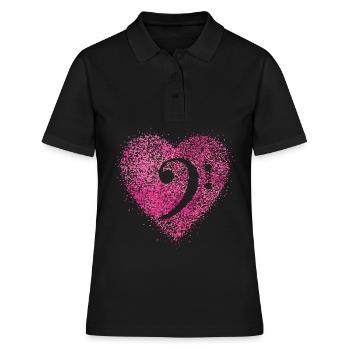 Clef de basse orchestre de musique basse professeur de musique - Polo Femme - noir - Devant - Ailine (174cm)