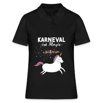 Karneval Fasching Konfetti Einhorn Rosenmontag - Frauen Polo Shirt - Schwarz - Vorne - Ailine (174cm)