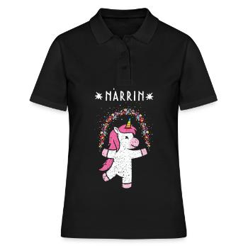 Närrin Karneval Konfetti Einhorn Kostümersatz - Frauen Polo Shirt - Schwarz - Vorne - Ailine (174cm)