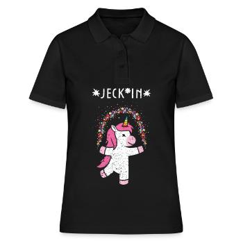 Närrin Karneval Fasching Konfetti Einhorn Narren - Frauen Polo Shirt - Schwarz - Vorne - Ailine (174cm)