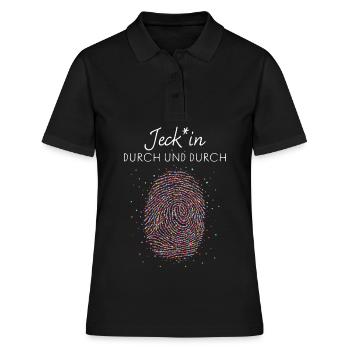 Närrin Karneval Fasching Konfetti 5. Jahreszeit - Frauen Polo Shirt - Schwarz - Vorne - Ailine (174cm)