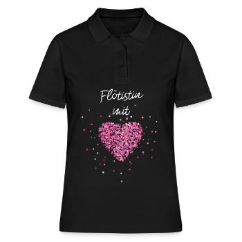 Flötistin mit Herz Flöte Musikverein Marschkapelle - Frauen Polo Shirt - Schwarz - Vorne - Ailine (174cm)